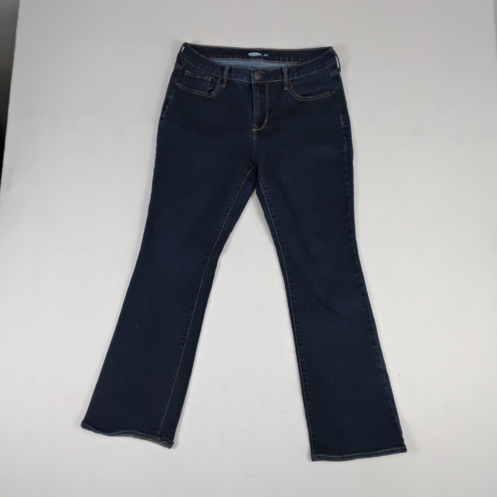 Old Navy Curvy Boot-Cut Jeans Women 12 Dark Wash Mid-Rise Denim Blue